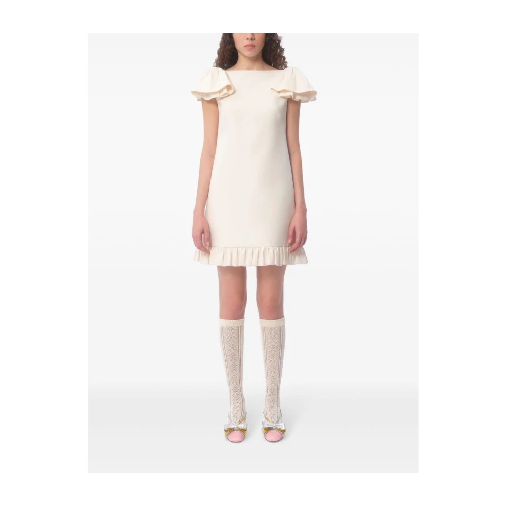 Valentino Ivoor Jurk met Pofmouwen Beige Dames