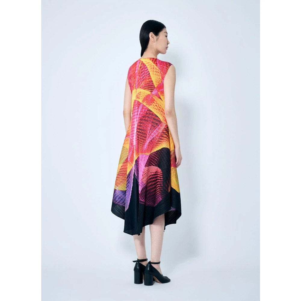 Issey Miyake Grafische Print Geplooide Jurk Multicolor Dames