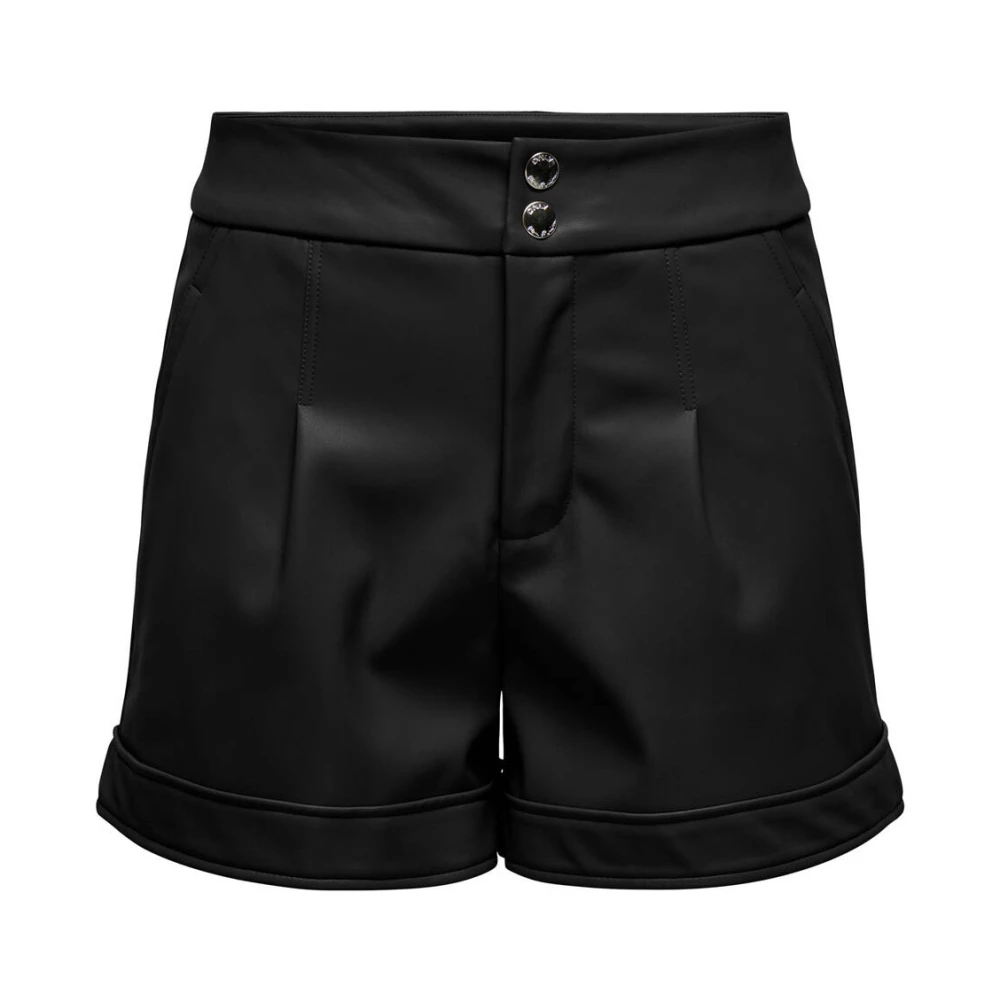 Only Faux Leather Bermuda Shorts Black Dames