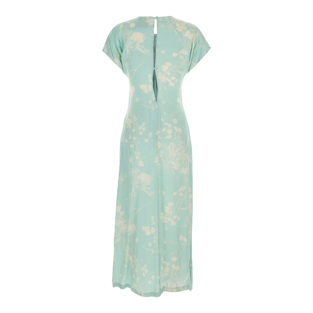 Semicouture Jurk met Korte Mouwen en Print Green Dames