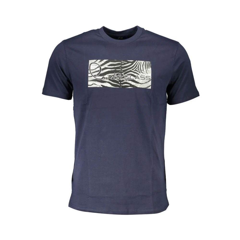 Cavalli Class Blauw Katoenen Bedrukt T-Shirt Blue Heren