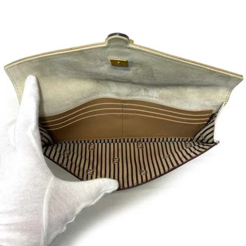 Fendi Vintage Pre-owned Leather wallets Beige Dames