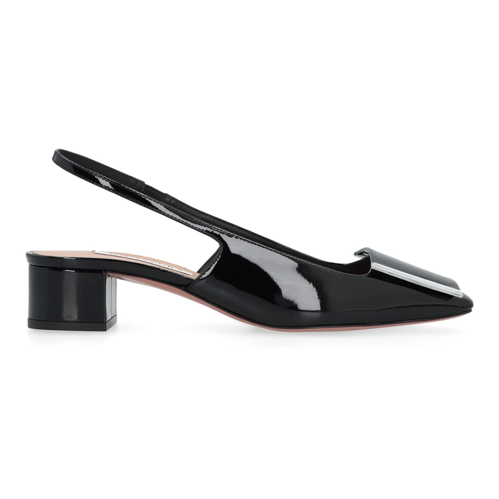 Skinnende skinn slingback pumps