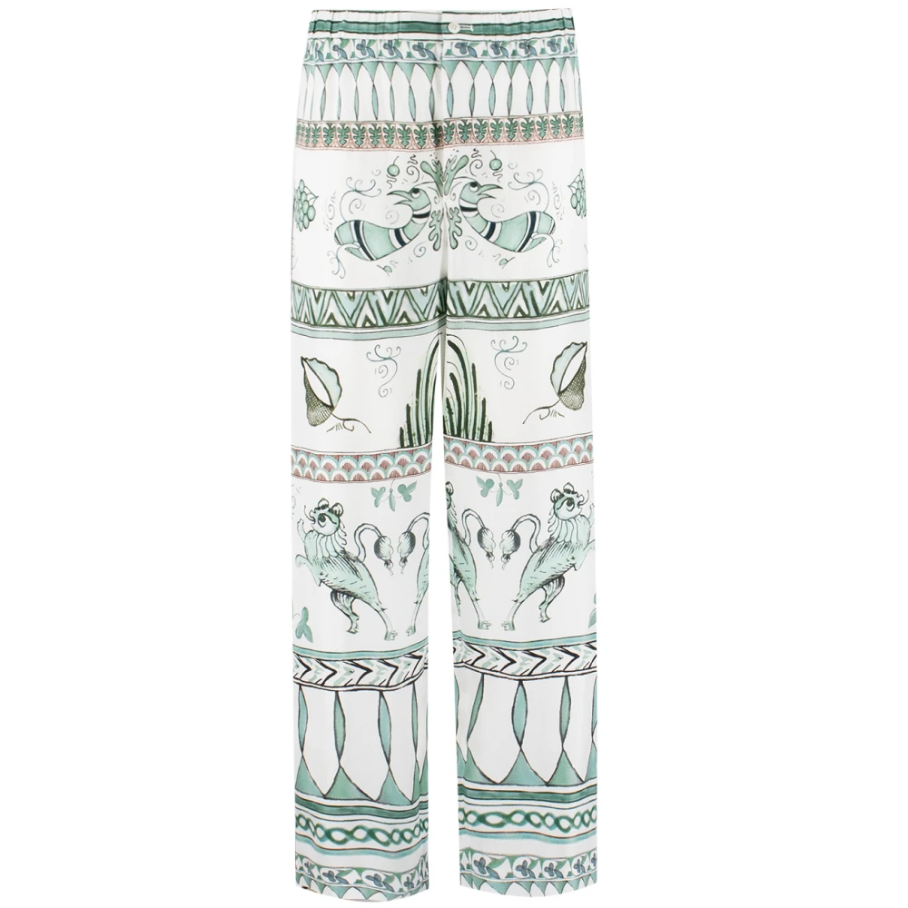 Fabiana Filippi Gedrukte zijden pyjama-stijl broek Multicolor Dames