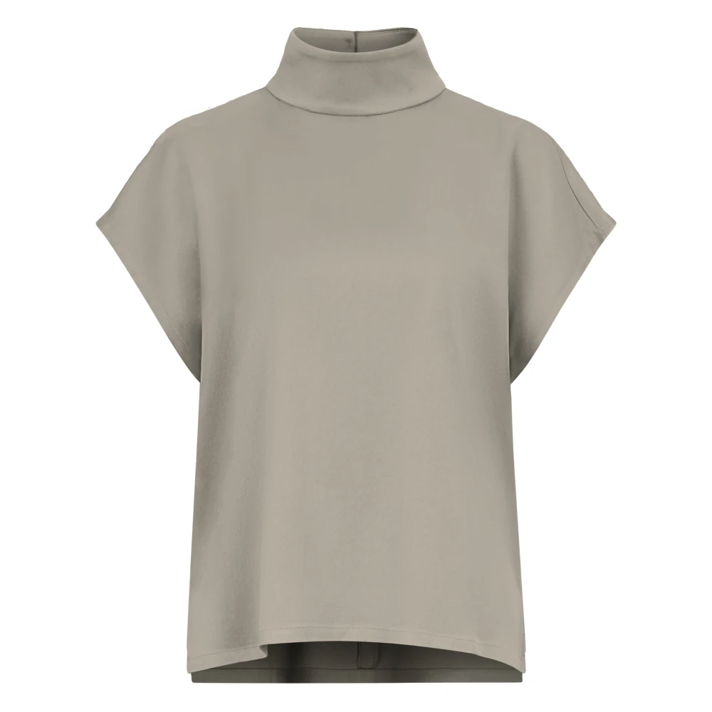 Drykorn Khaki Groen Blouseshirt met Opstaande Kraag Gray Dames