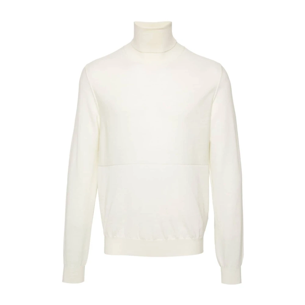 Jil Sander Grijze Wollen Trui Hoge Hals Beige Heren