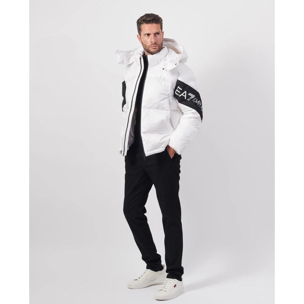 Emporio Armani Witte Heren Pufferjas Fullzip White Heren
