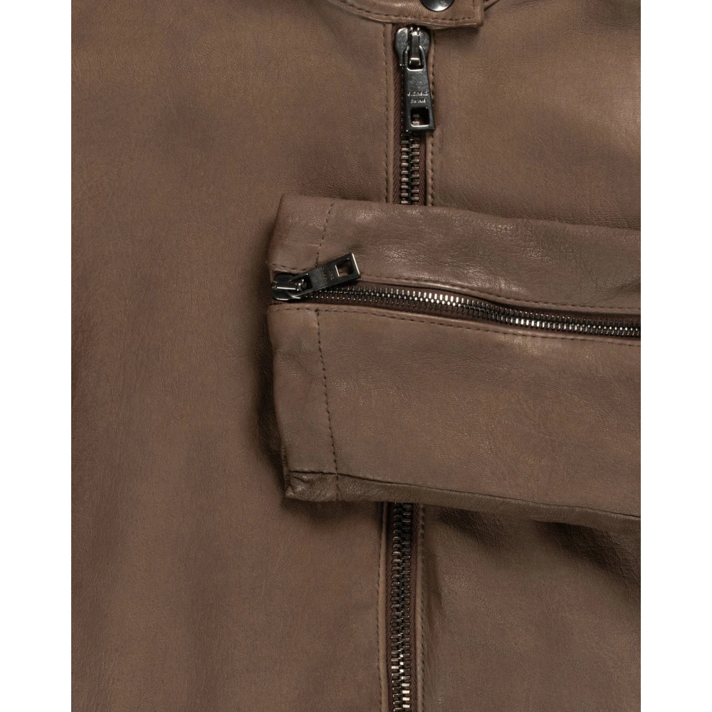 Giorgio Brato Geborstelde Zip Racer Jack in Box-Taupe Beige Heren