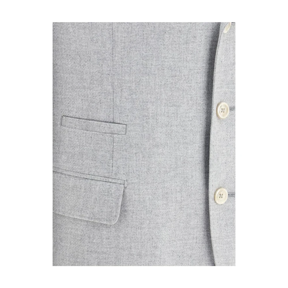 BRUNELLO CUCINELLI Grijze Wollen Blazer Jas Gray Heren