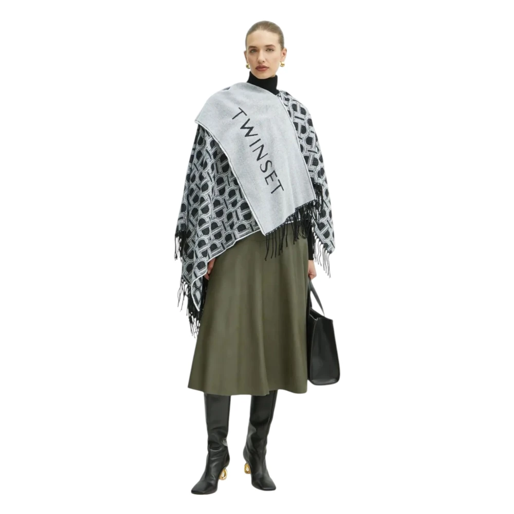 Twinset Stijlvolle Poncho voor Modieuze Looks Black Dames