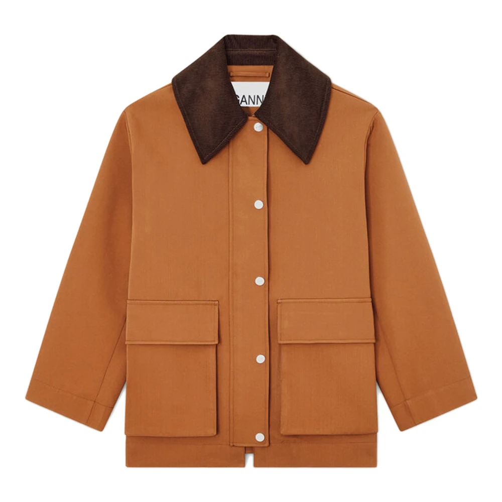 Ganni , Light Jackets, Female, Brown, 2XS/Xs, Heavy Twill Jacket
