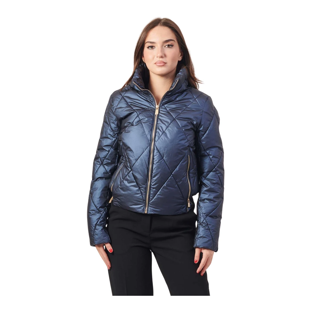 YES ZEE Blauwe Avion Gewatteerde Regenjas Blue Dames