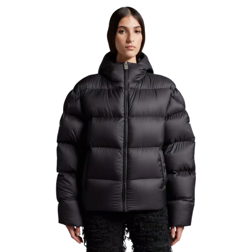 Moncler Korte Donsjas met Capuchon Nylon Zwart Black Heren