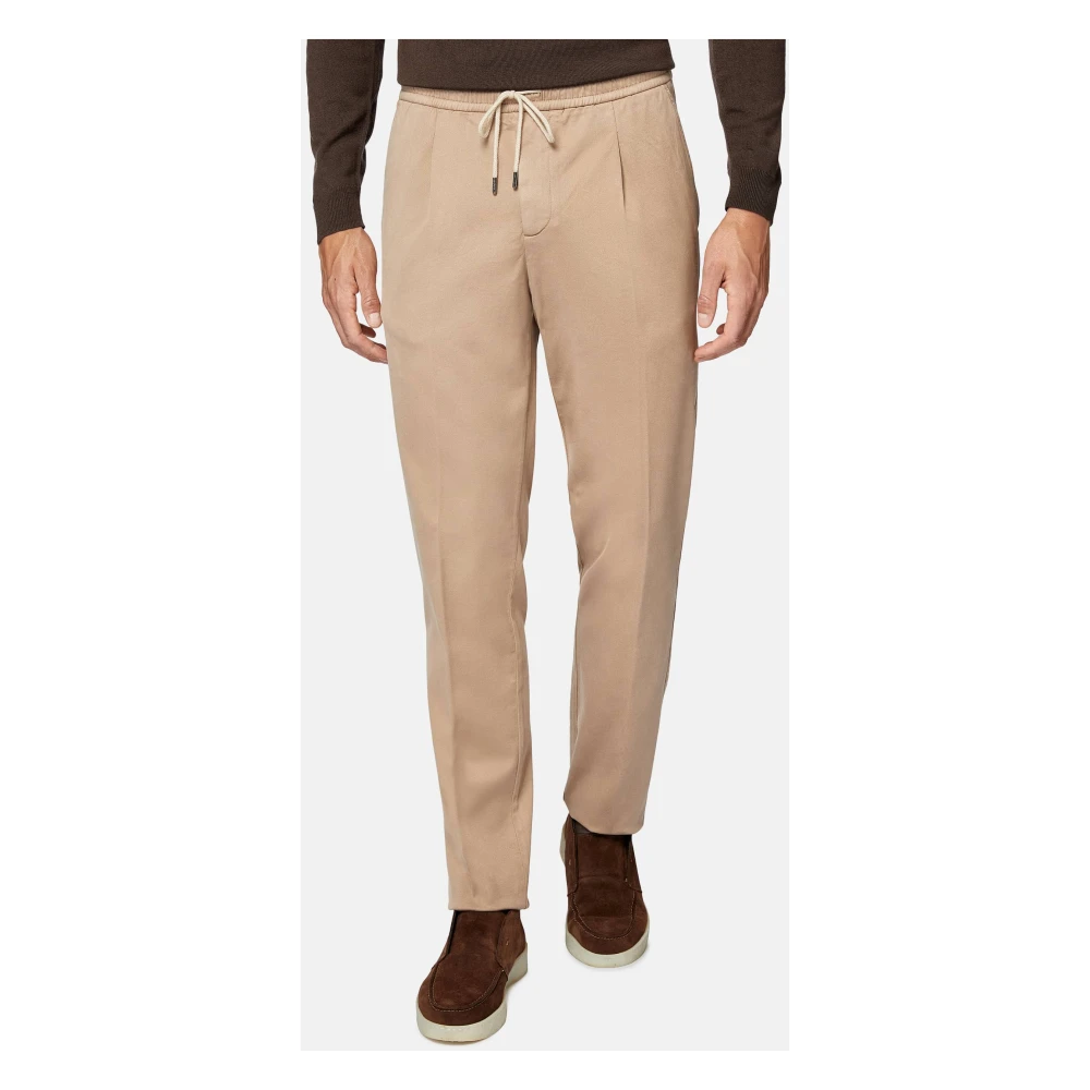 Boggi Milano City Broek van Stretch Katoen Tencel Beige Heren
