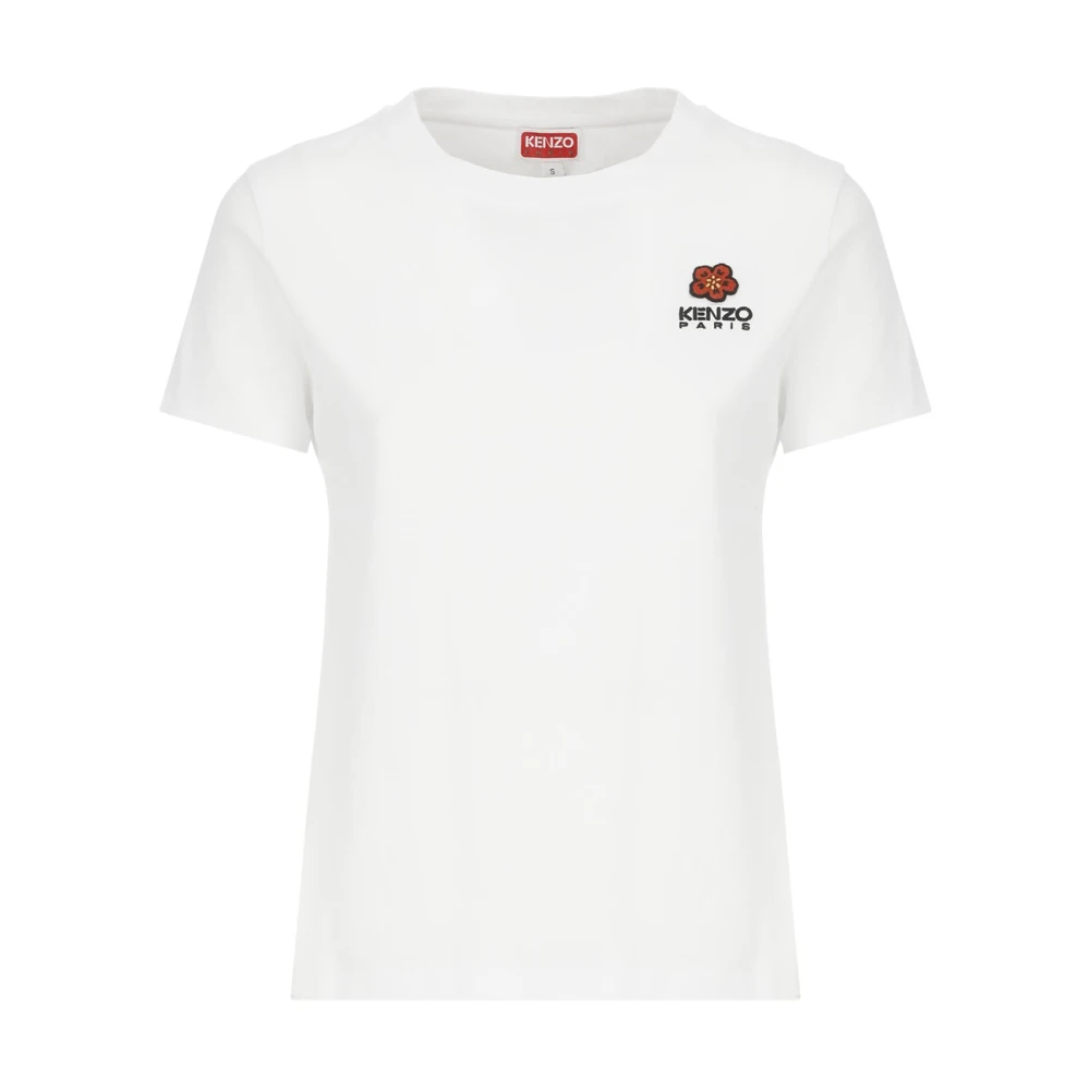 Kenzo Vit Bomull T-shirt med Brodyr White, Dam