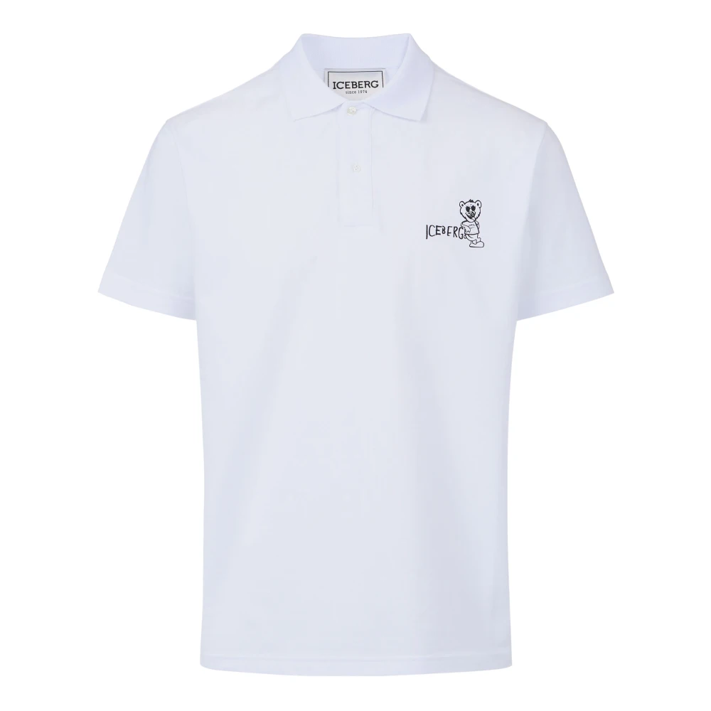 Iceberg Witte piqu� polo met beerprint White Heren