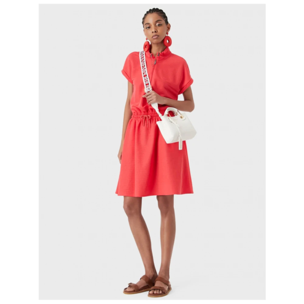 Emporio Armani Verstelbare Jurk met Ritssluiting en Trekkoord in de Taille Red Dames