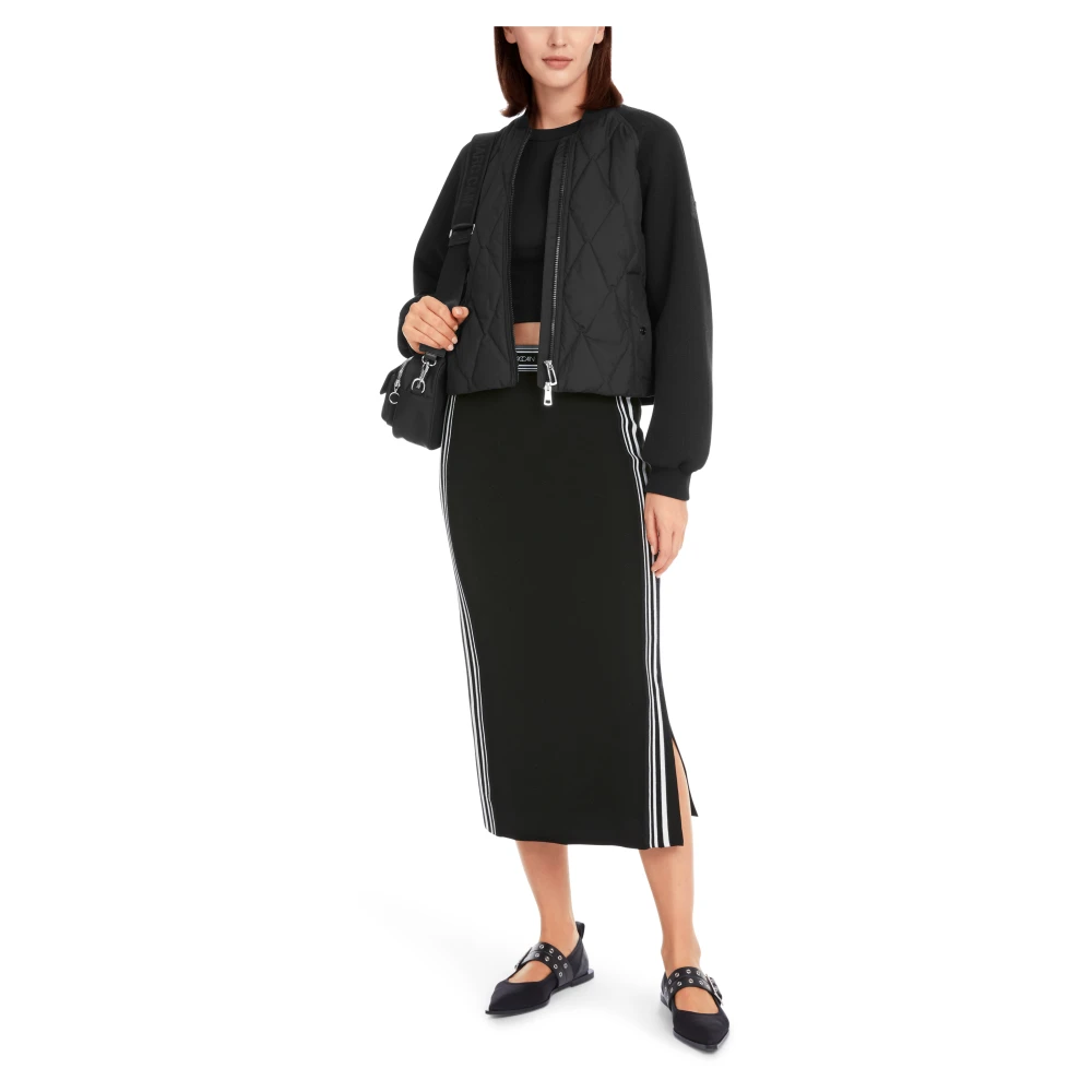 Marc Cain Gestreepte Gebreide Midi Rok Black Dames