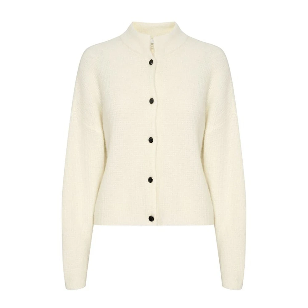 Gestuz White Soft Ivory Short Cardigan Alphagz Style - Female - Cardigans - S - Knitwear