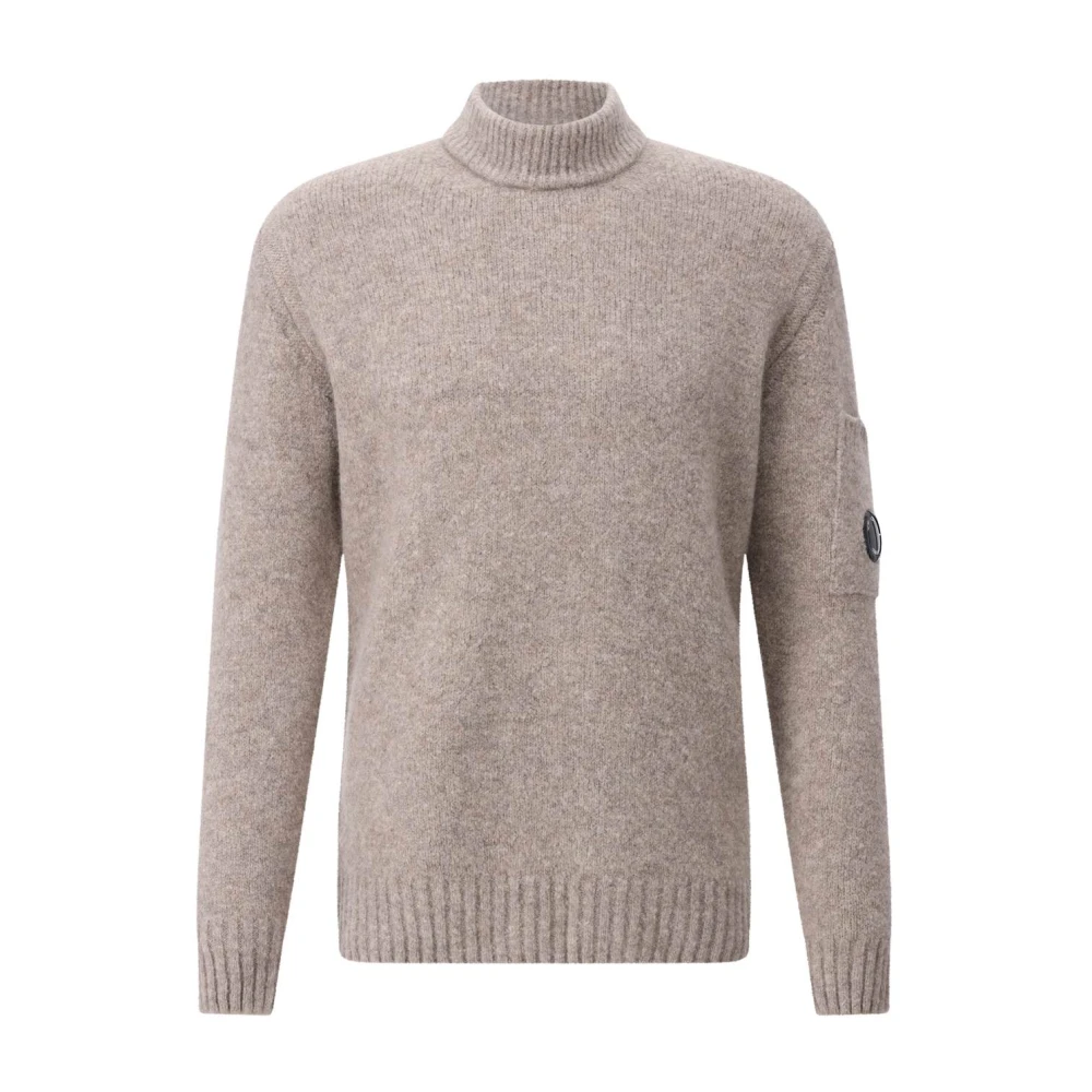 C.p. Company Men's Brown Modern Wool Blend Jumper With Stand-Up Collar - Turtlenecks - 2XL - Knitwear