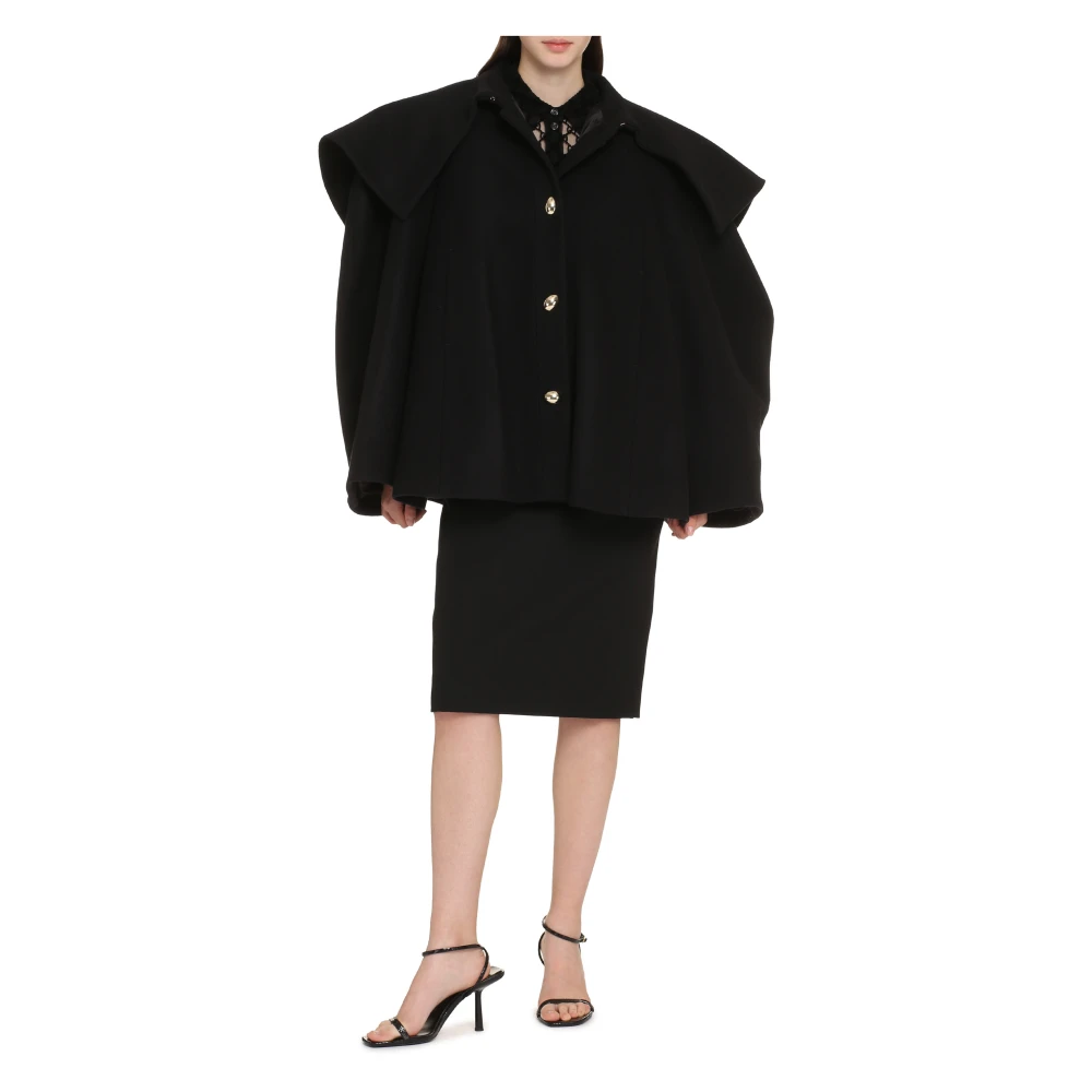 Nina Ricci Wollen Blend Maxi Jas Black Dames