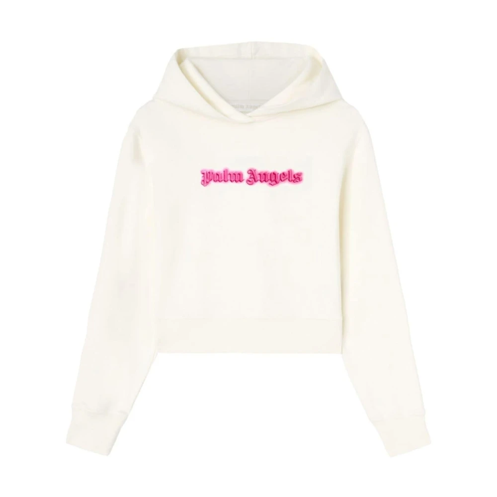 Palm Angels Contrast Logo Ivoor Hoodie White Dames