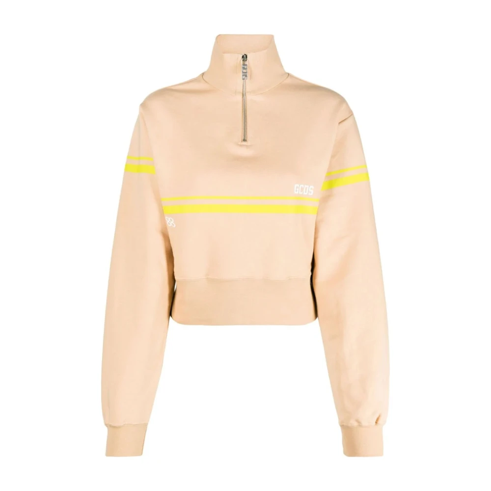 Gcds Brown Sweatshirts, Female, S, Half Zip Jumper Bliss