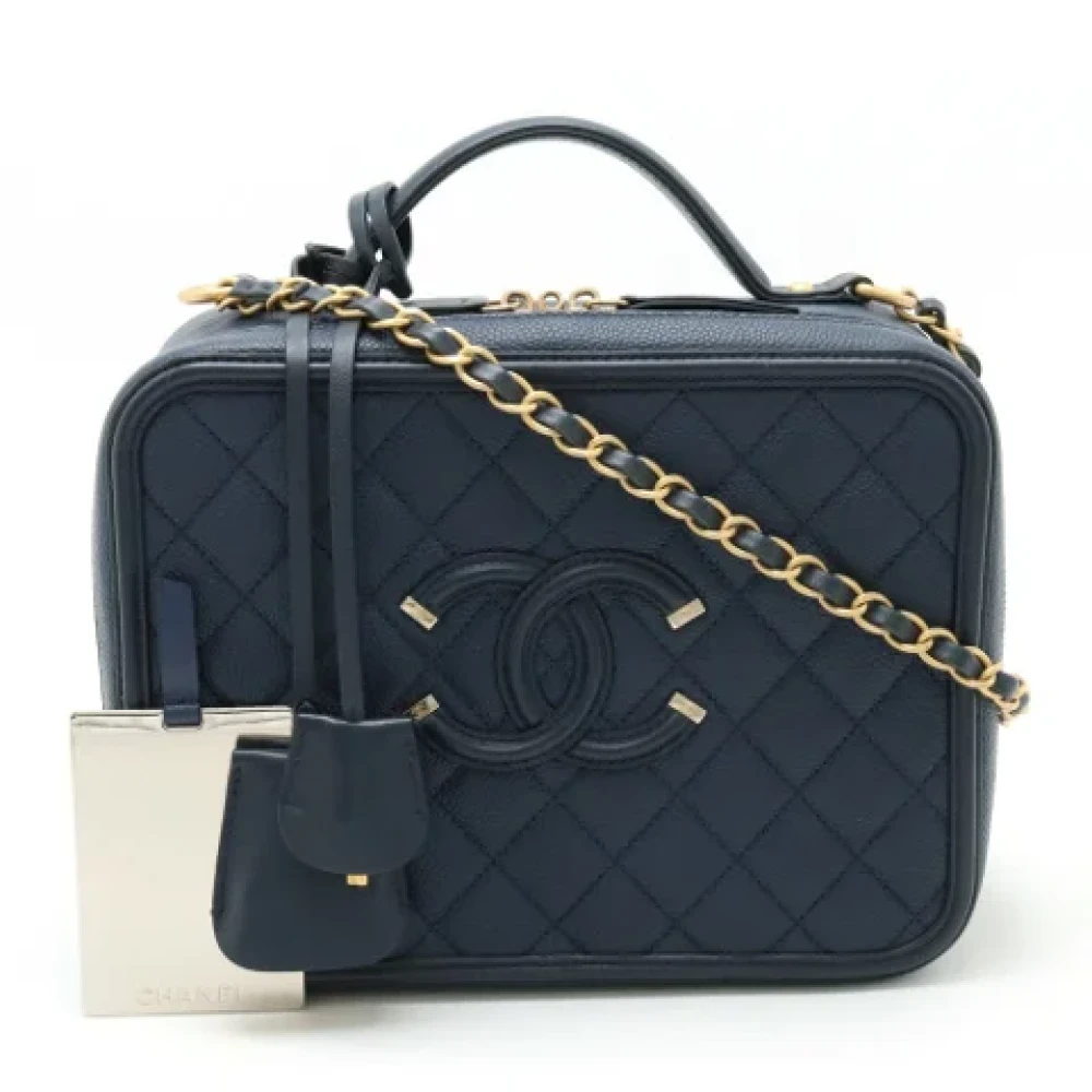 Chanel Vintage Pre-owned Leather handbags Blue Dames