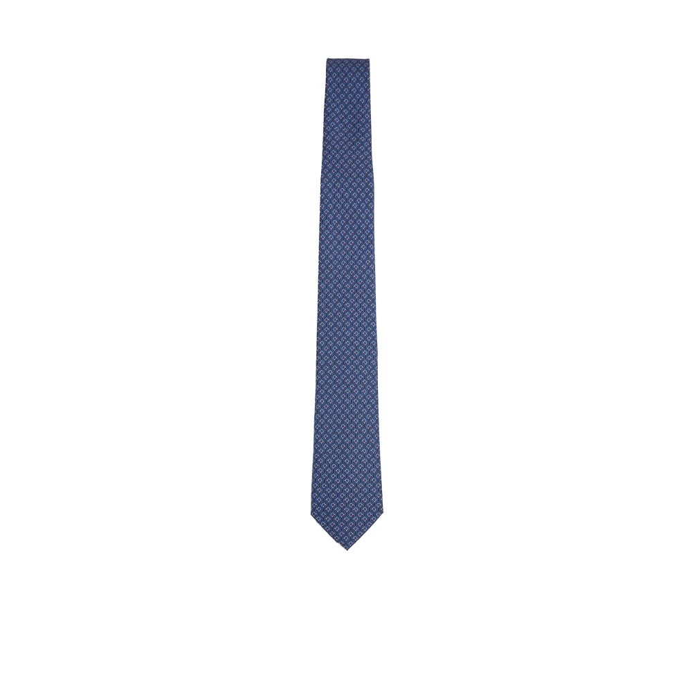 Ferragamo Men's Blue Ties, One Size, Tetris Print Silk Tie