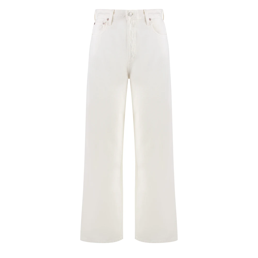 Agolde Wijde jeans met metalen details Beige Dames
