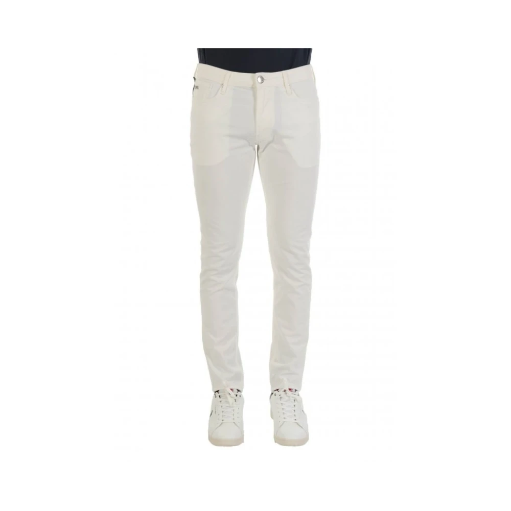 Emporio Armani Mannelijk Wit Broeken Heren, W36, Katoen, J06 Comfort Stretch-Gabardine Slim-Fit Pantalon