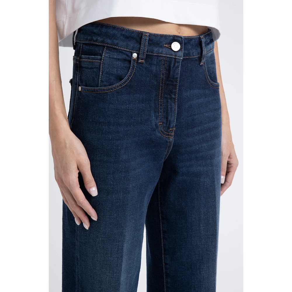 PESERICO Stretch denim katoenen broek Blue Dames