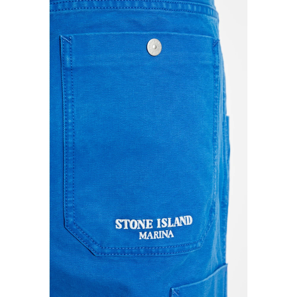 Stone Island Broek met logo Blue Heren