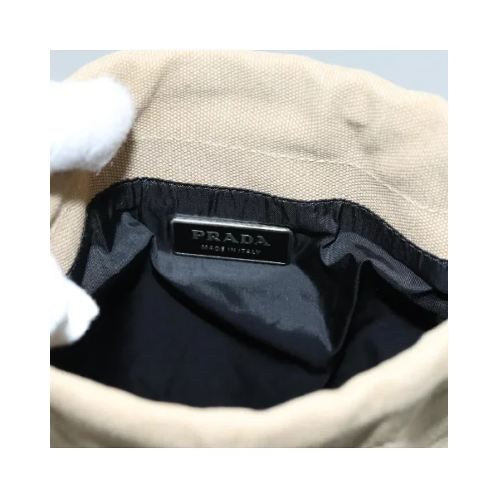 Prada Vintage Pre-owned Cotton prada-bags Beige Dames