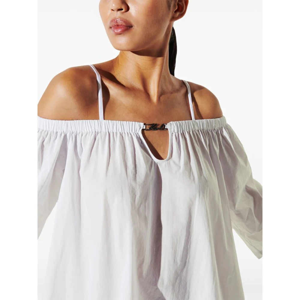 Karl Lagerfeld Off-the-Shoulder Strandjurk White Dames