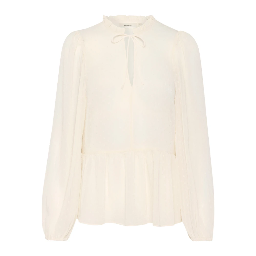 InWear Doorschijnende blouse met pofmouwen Beige Dames