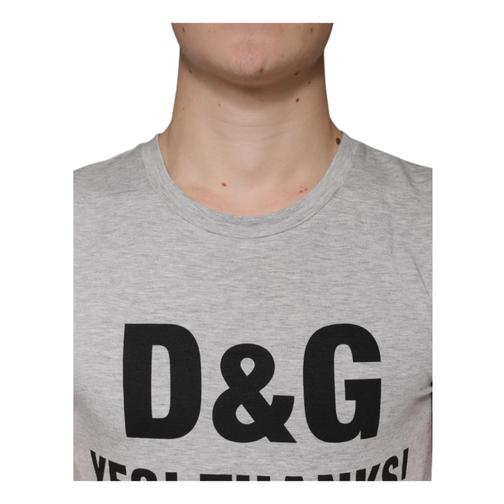 Dolce & Gabbana Grijze Logo Print Crewneck T-shirt Gray Heren