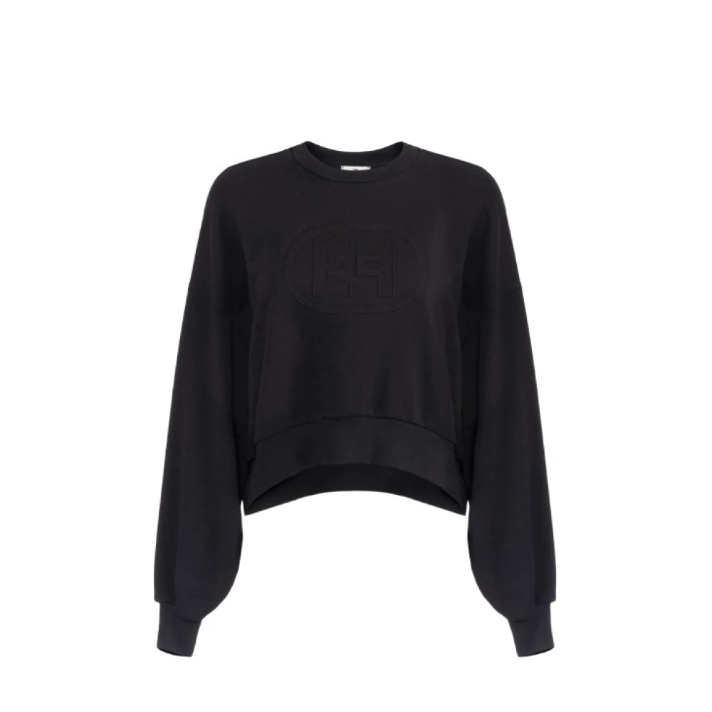 Elisabetta Franchi Zwarte Oversized Logo Sweatshirt Black Dames