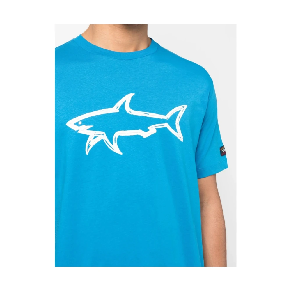 PAUL & SHARK Lichtblauw Logo Print Crew Neck T-shirt Blue Heren