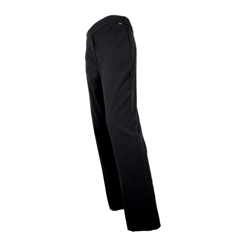 Kaos Rechte Pijp Elastische Taille Broek Zwart Black Dames