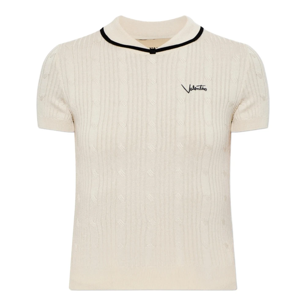 Valentino Garavani , Round-Neck Knitwear, Female, White, S, Polo Knit