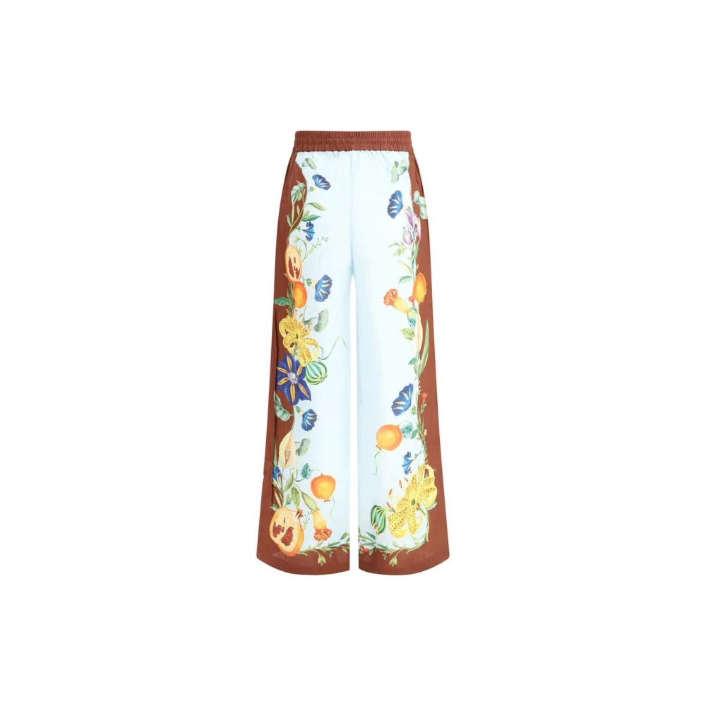 Alemais Bloemen Wijde Linnen Broek Multicolor Dames