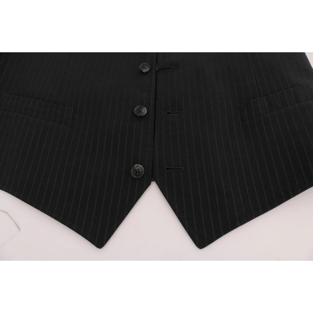 Dolce & Gabbana Elegante Gestreepte Grijze Vest Gray Heren