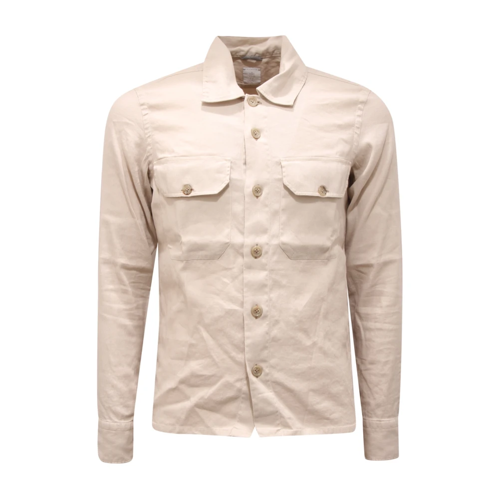 Eleventy Men's Beige Casual Shirts, Xs, Linen Blend Shirt