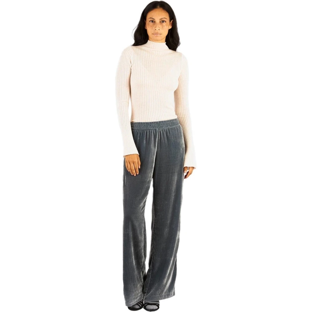 Cruna Blauwe Fluweel Wijde Pijp Broek Gray Dames