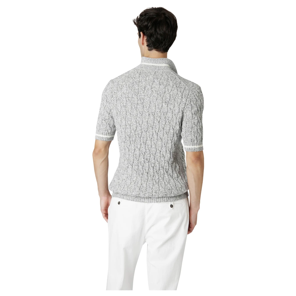 Eleventy Katoen Mouliné Vlecht Polo Shirt Gray Heren