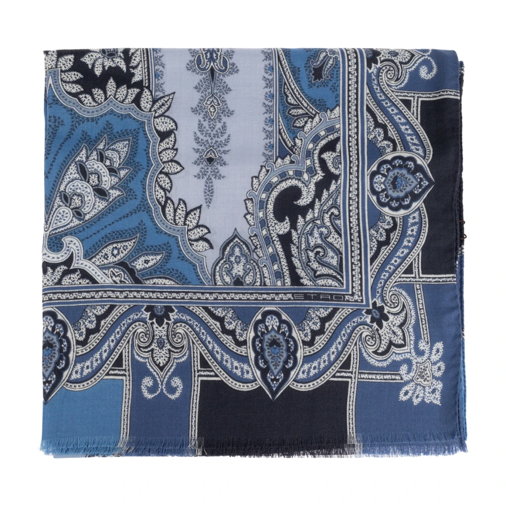 ETRO Kasjmier sjaal met decoratief patroon Blue Heren