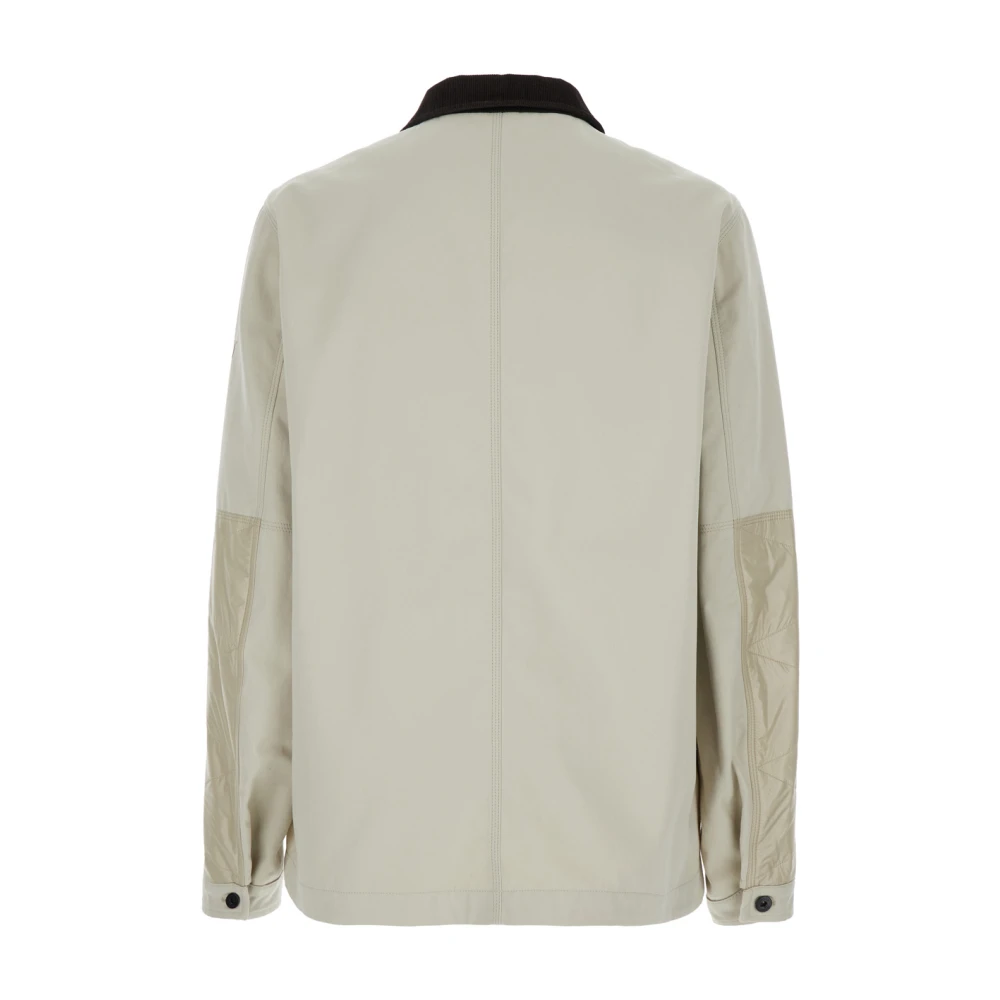 Moncler Beige jas met geribbelde kraag Beige Heren