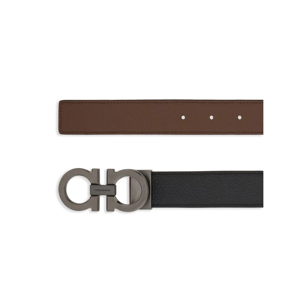 Salvatore Ferragamo Omkeerbare Gancini Gesp Riem Black Heren