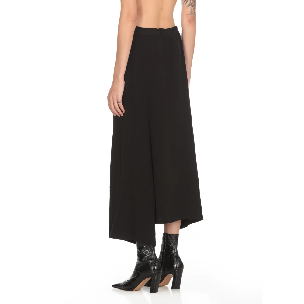 Y-3 Zwarte Asymmetrische Rok met Zijrits Black Dames